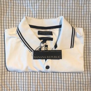 Banana Republic White Luxury Polo Size Medium